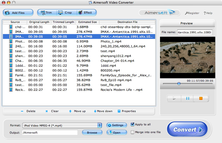 Screenshot of Aimersoft Video Converter for Mac
